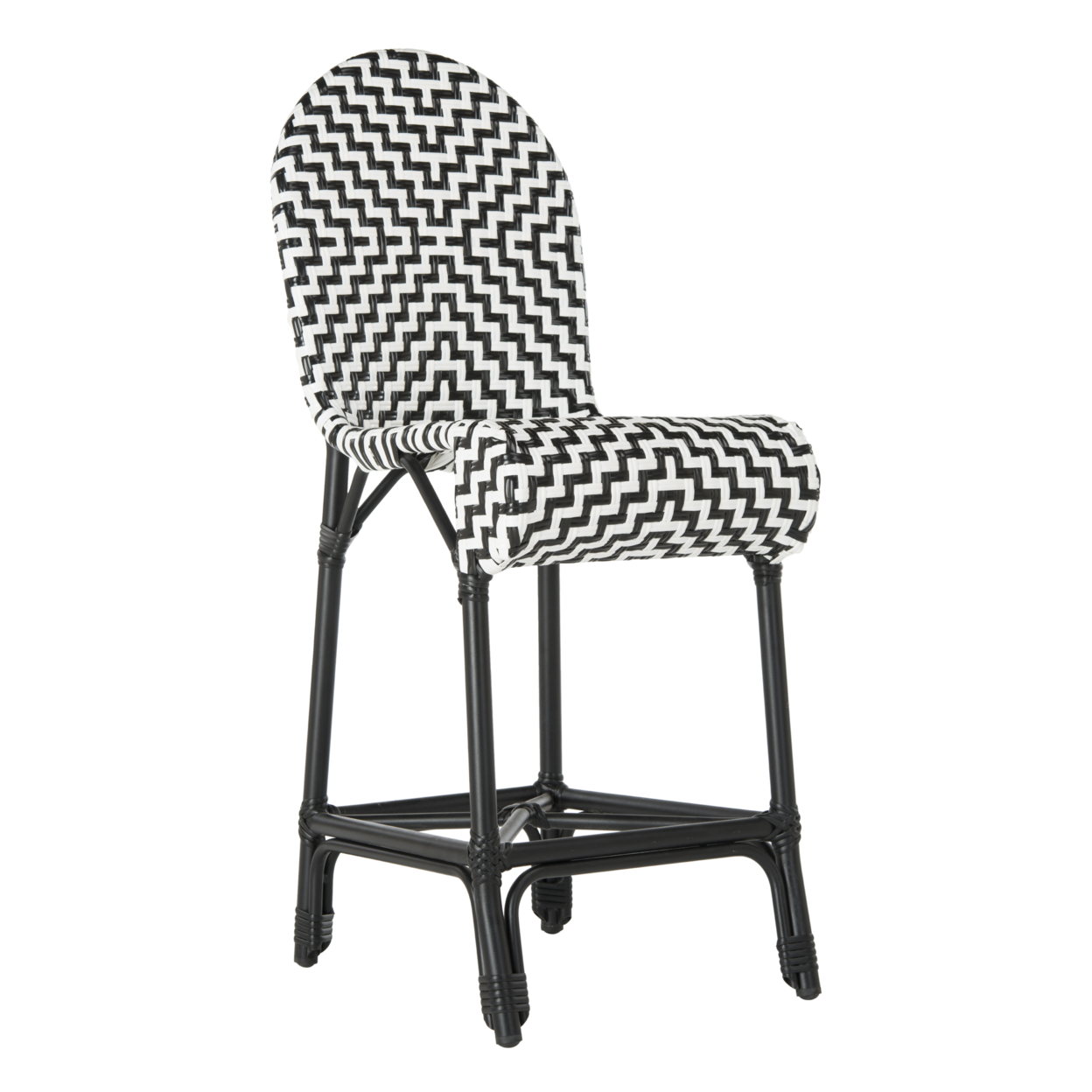 SAFAVIEH Outdoor Collection Shea Indoor Outdoor Counter Stool Black/White