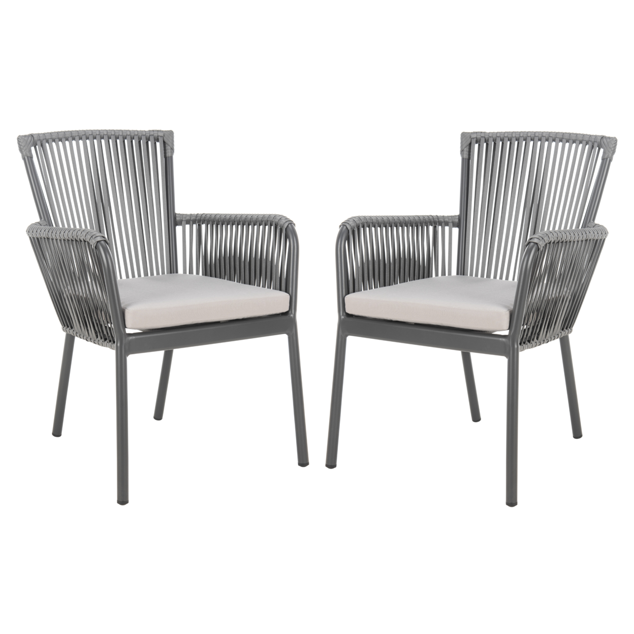 SAFAVIEH Outdoor Collection Paolo Stackable Rope Chair Grey/Grey Cushion
