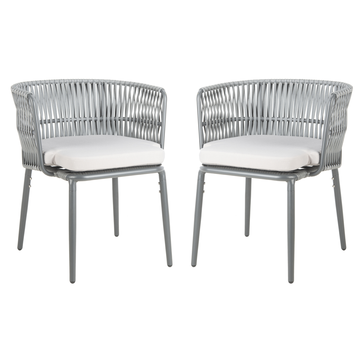 SAFAVIEH Outdoor Collection Kiyan Rope Chair Grey/Grey Cushion