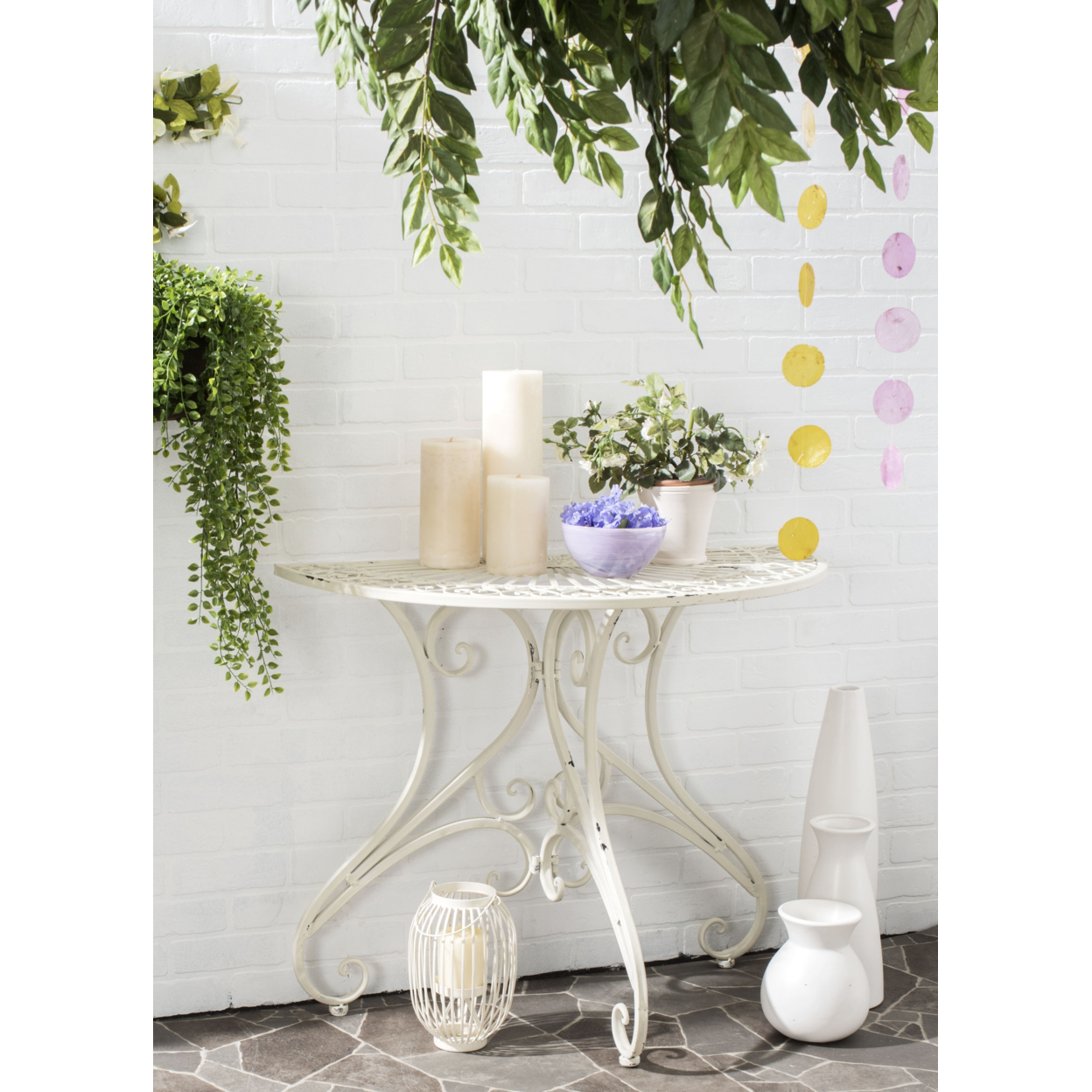 SAFAVIEH Outdoor Collection Annalise Accent Table Antique White