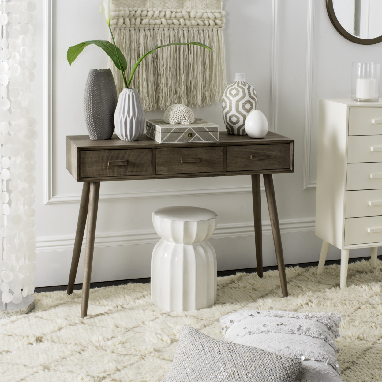 SAFAVIEH Albus 3-Drawer Console Table Chocolate