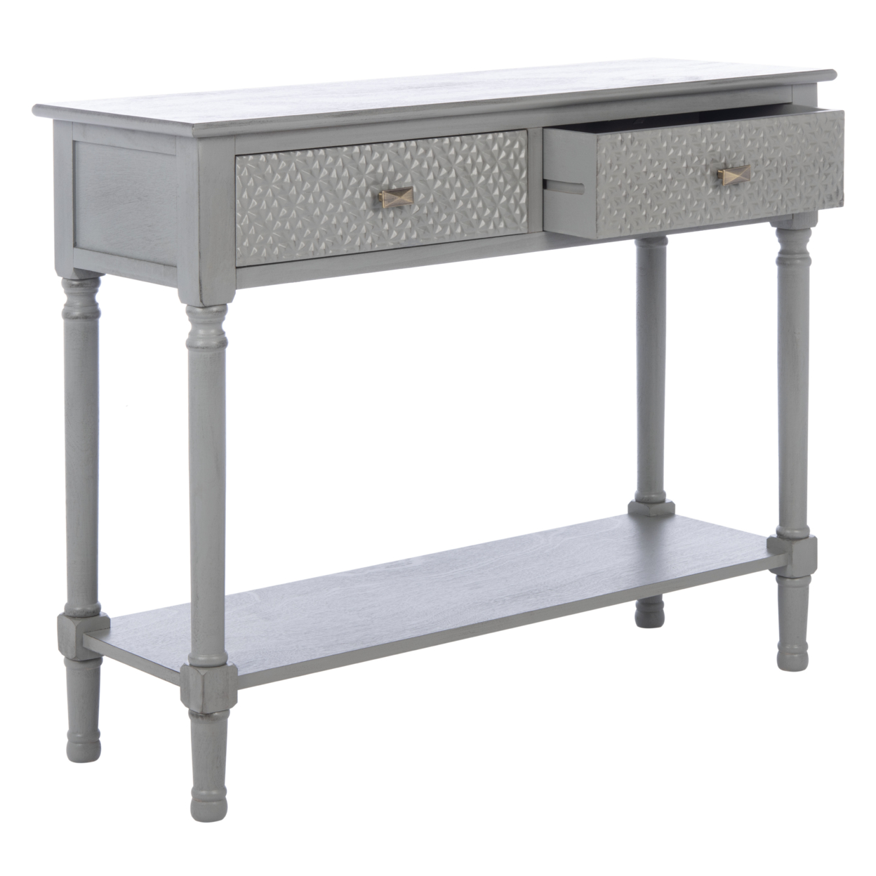 SAFAVIEH Halton 2-Drawer Console Table Distressed / Grey