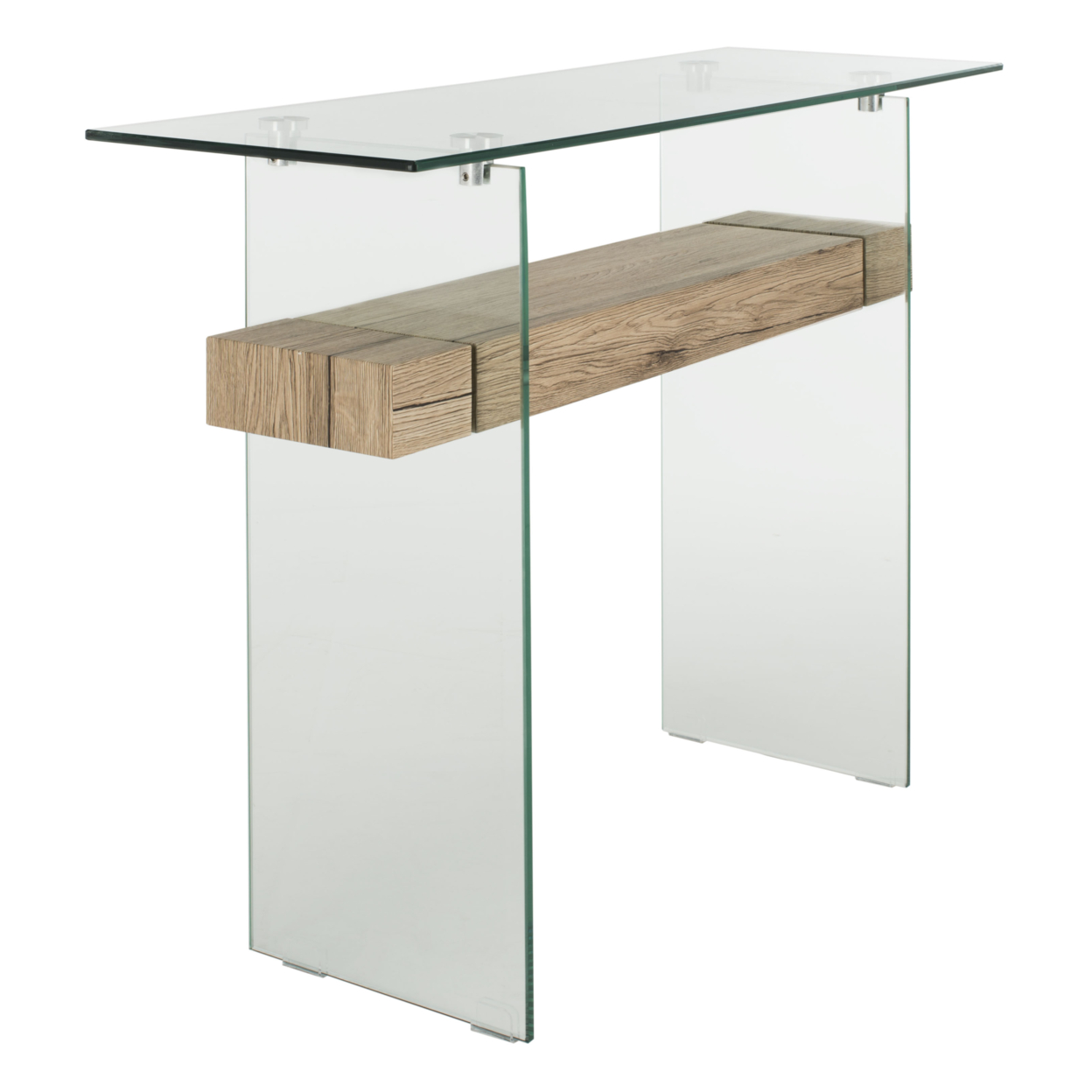 SAFAVIEH Kayley Rectangular Modern Glass Console Table Natural / Glass