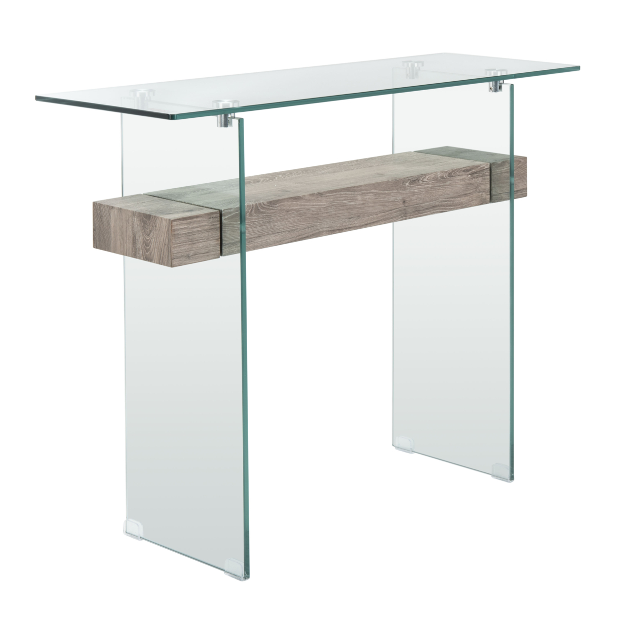 SAFAVIEH Kayley Console Table Glass / Grey Oak
