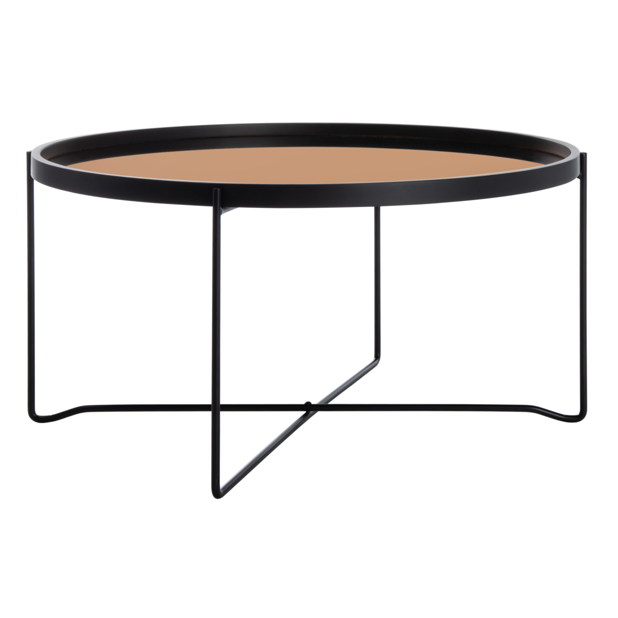 SAFAVIEH Ruby Round Tray Top Coffee Table Rose Gold / Black