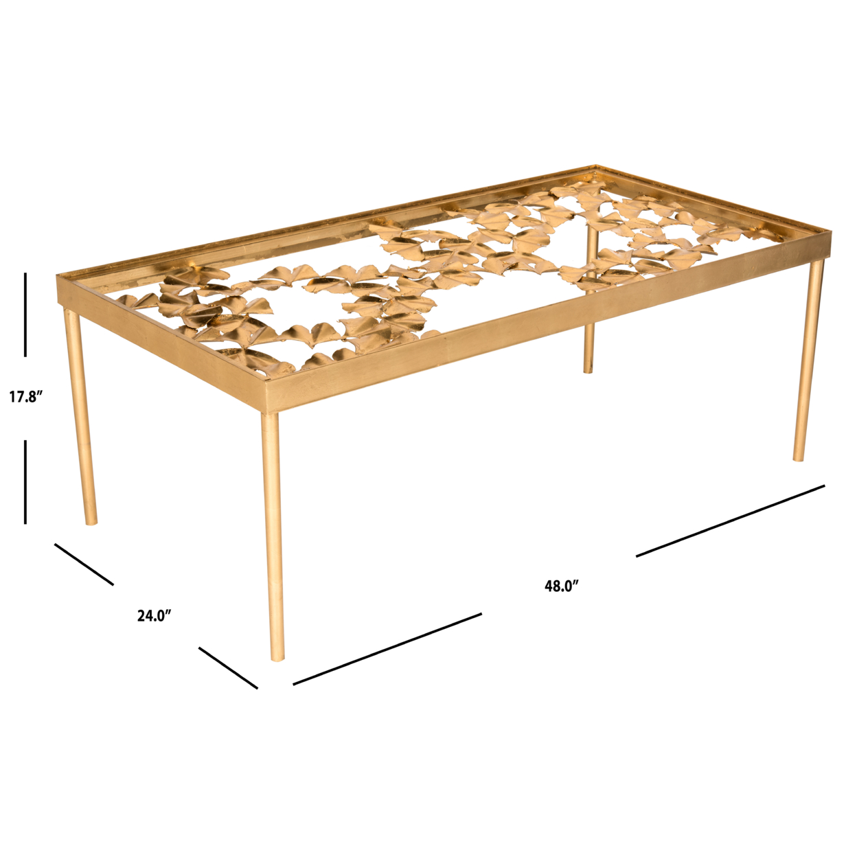 SAFAVIEH Otto Ginkgo Leaf Coffee Table Gold / Clear