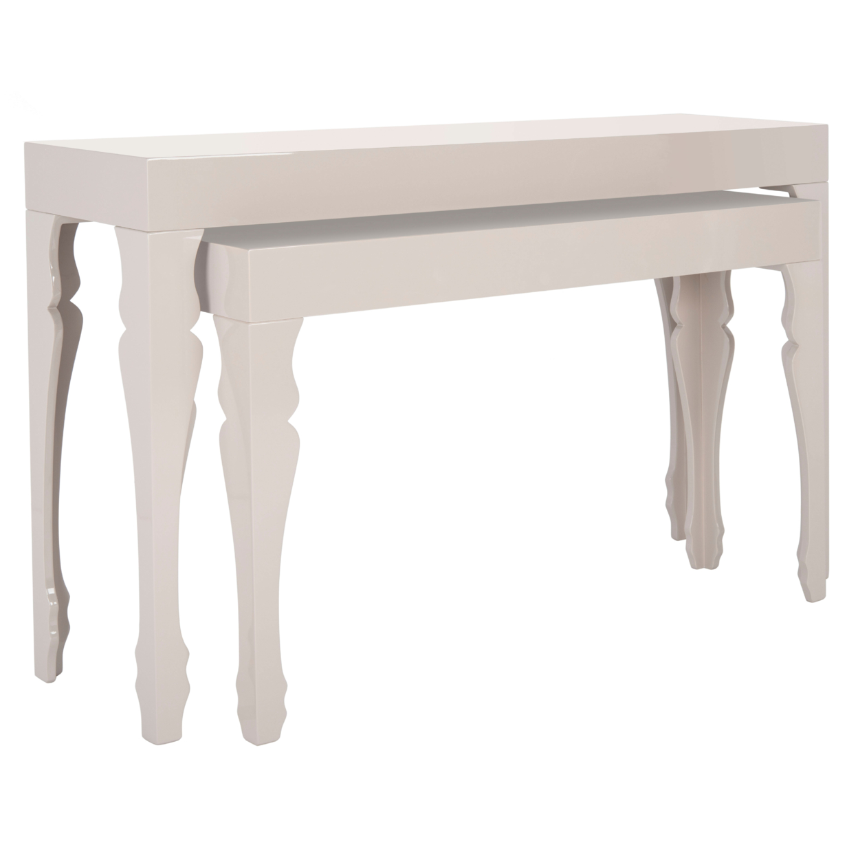 SAFAVIEH Beth French Leg Lacquer Stacking Console Table Taupe