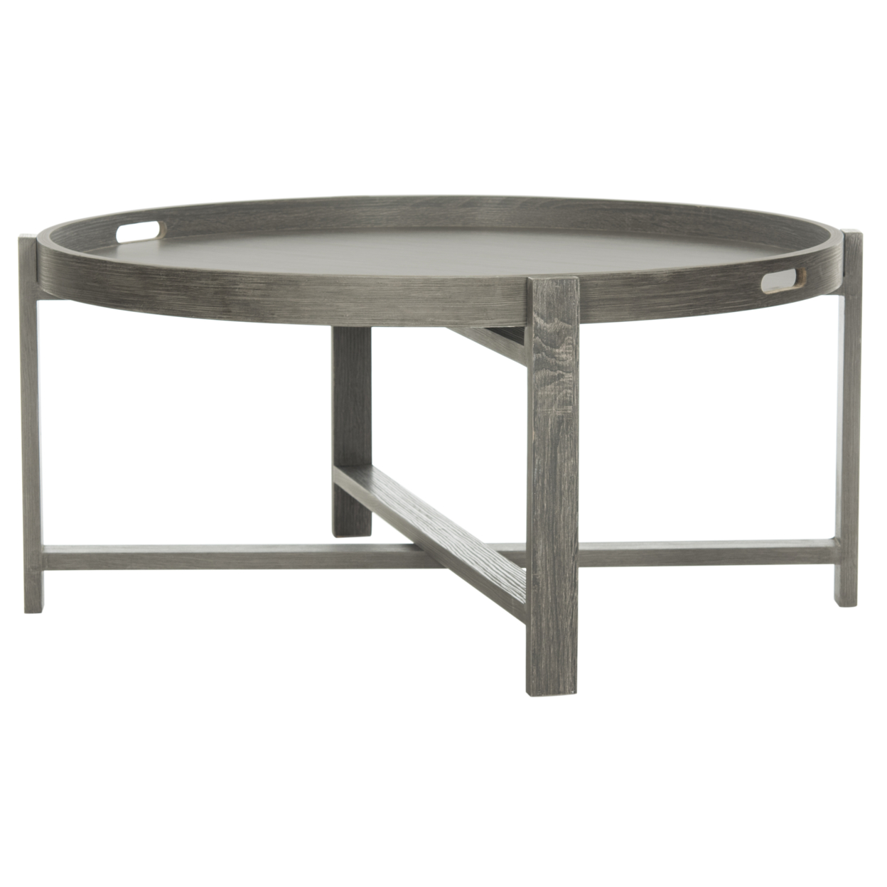 SAFAVIEH Cursten Retro Mid-Century Wood Tray Top Coffee Table Dark Grey