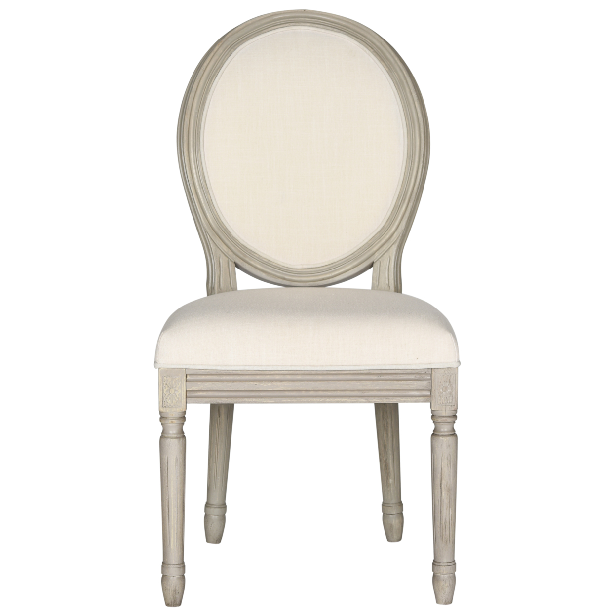 SAFAVIEH Holloway 19''H Linen Oval Side Chair Light Beige / Rustic Grey