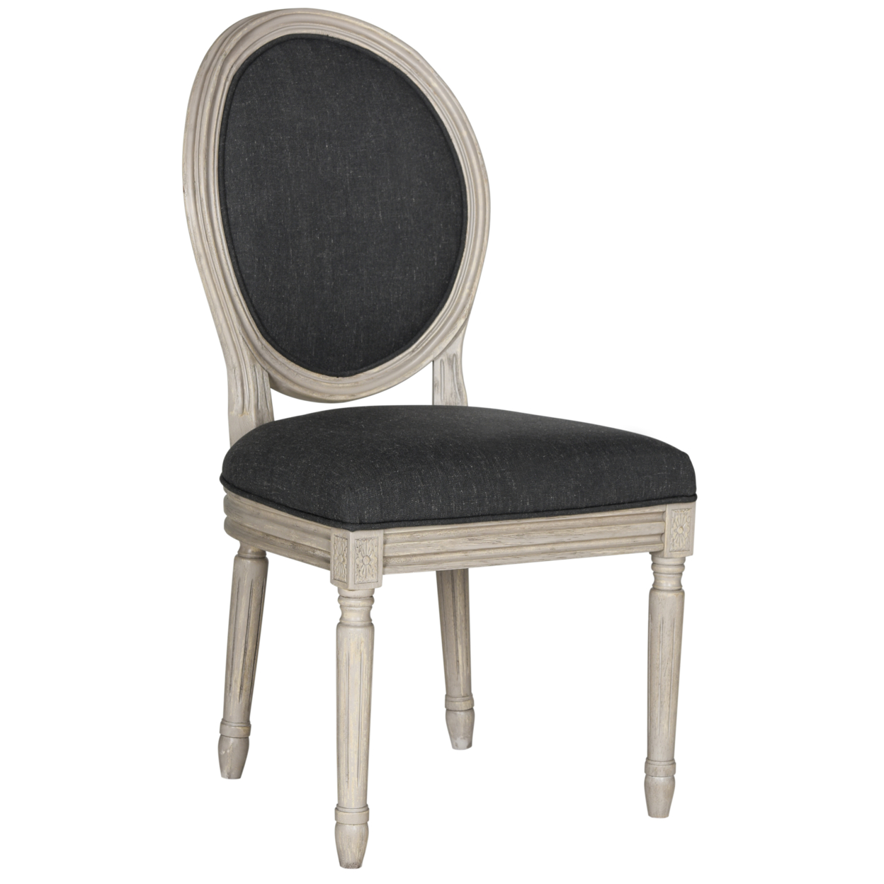 SAFAVIEH Holloway 19''H French Brasserie Linen Oval Side Chair Charcoal / Grey