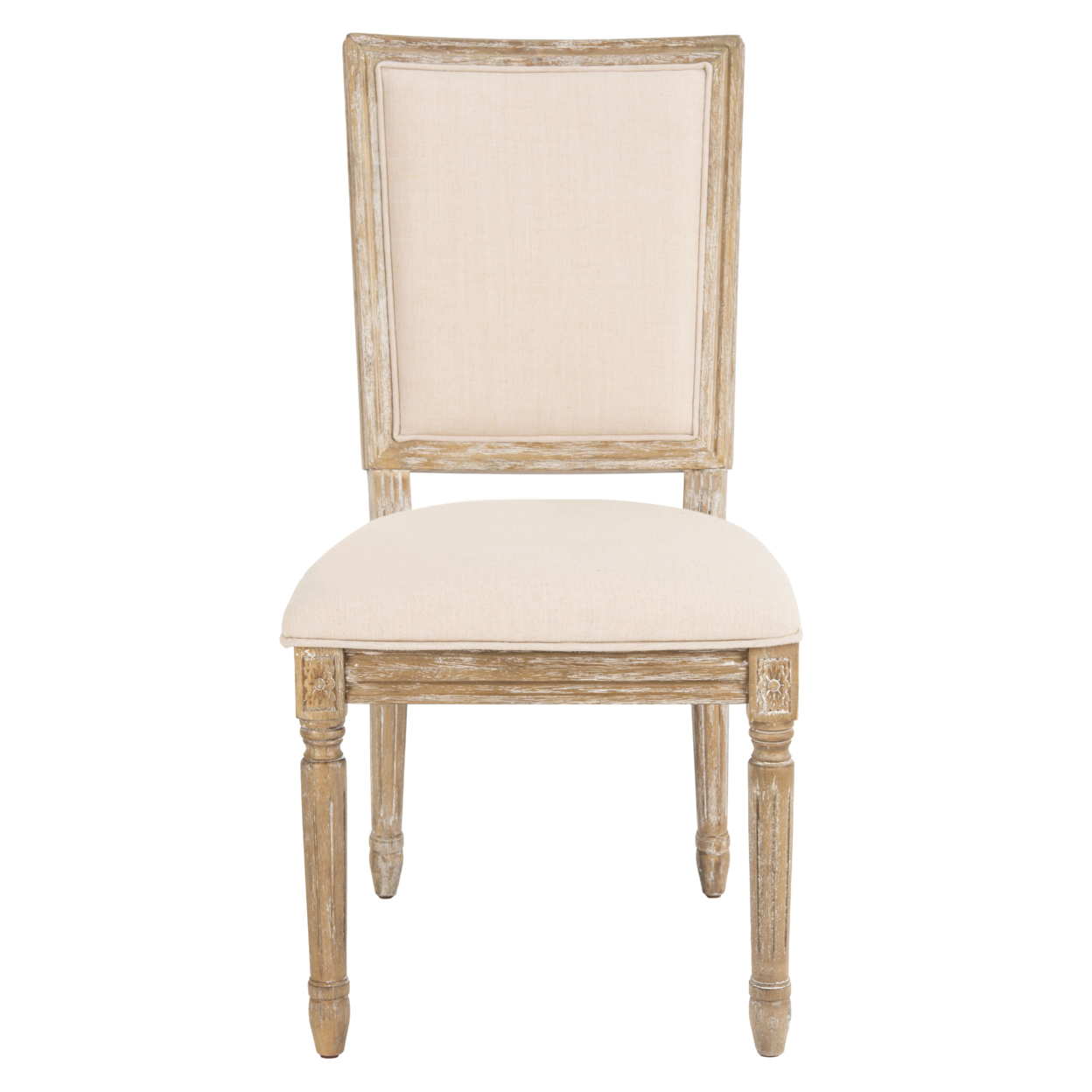 SAFAVIEH Buchanan 19''H French Linen Rect Side Chair Beige / Rustic Oak