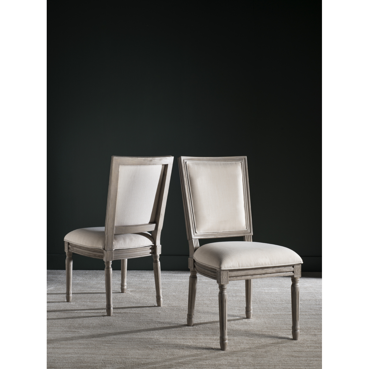 SAFAVIEH Buchanan 19''H Linen Rect Side Chair Light Beige / Rustic Grey