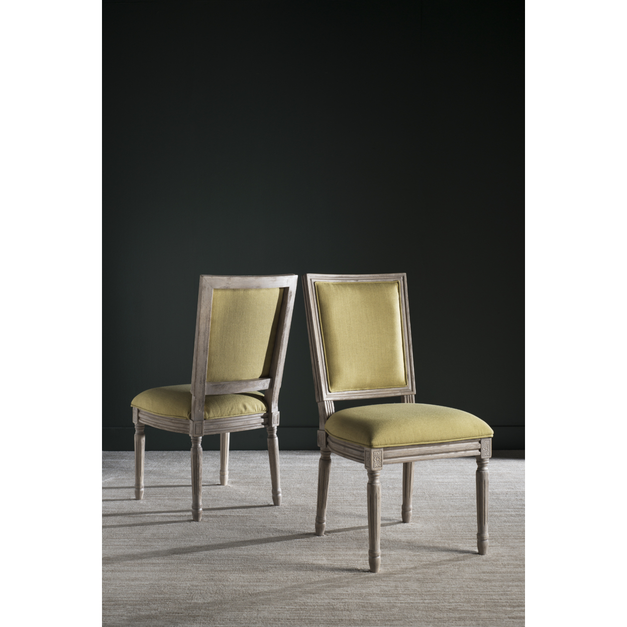 SAFAVIEH Buchanan 19''H Linen Rect Side Chair Spring Green / Rustic Grey