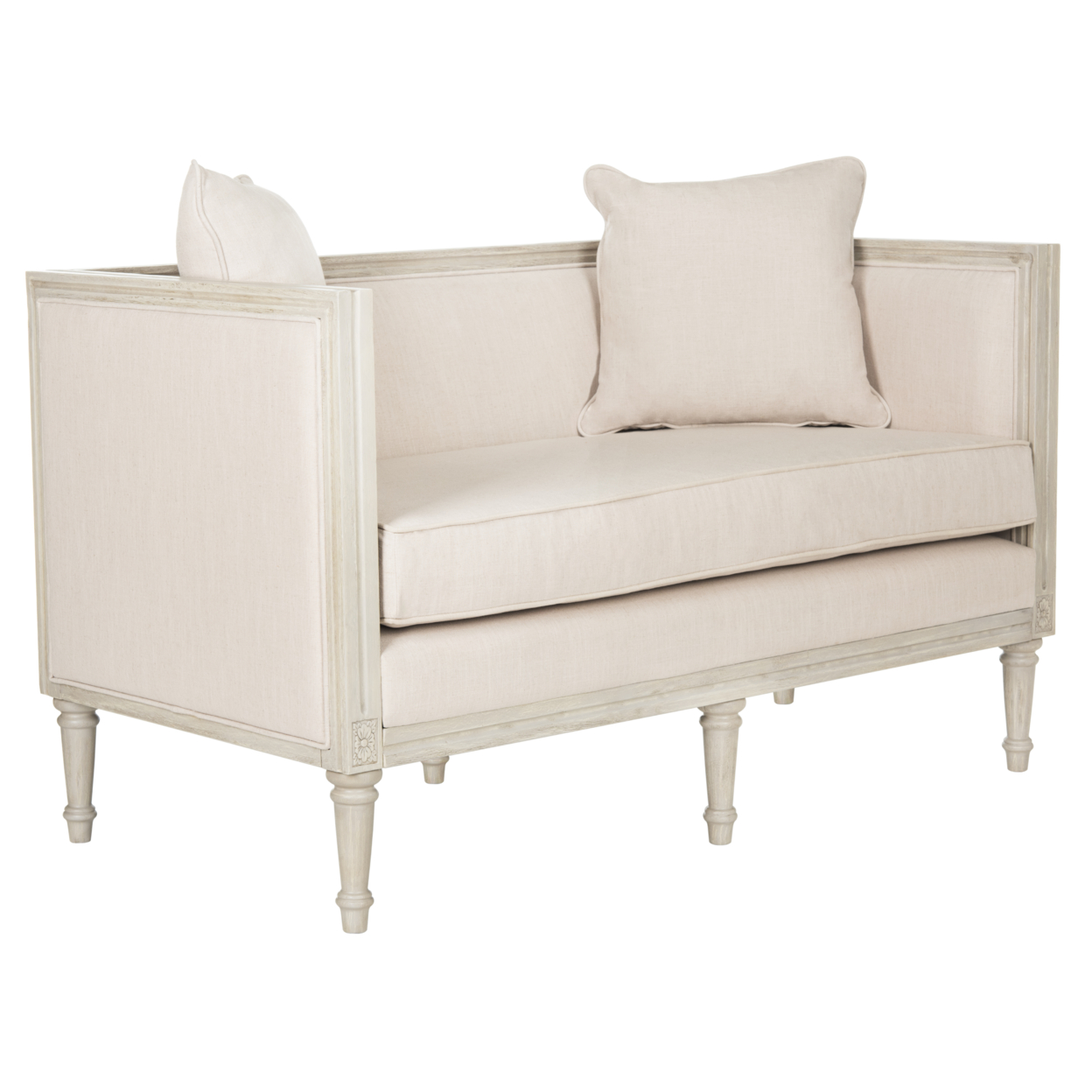 SAFAVIEH Leandra Rustic French Country Settee Beige / Rustic Grey