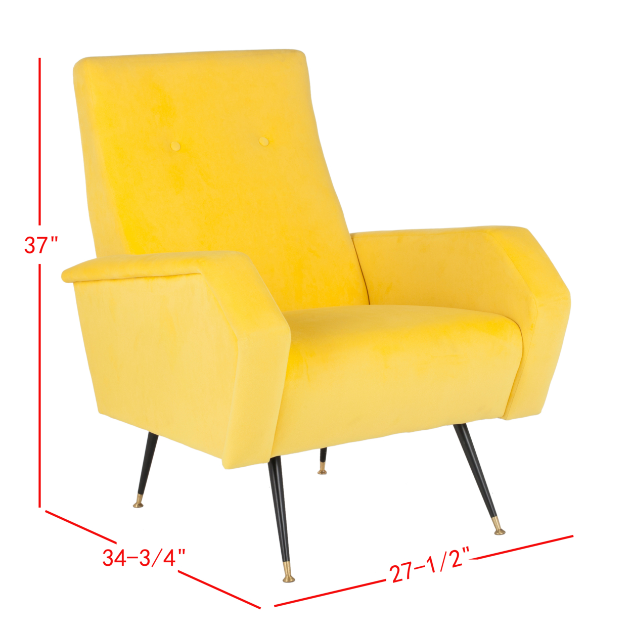 SAFAVIEH Aida Velvet Retro Mid-Century Accent Chair Yellow