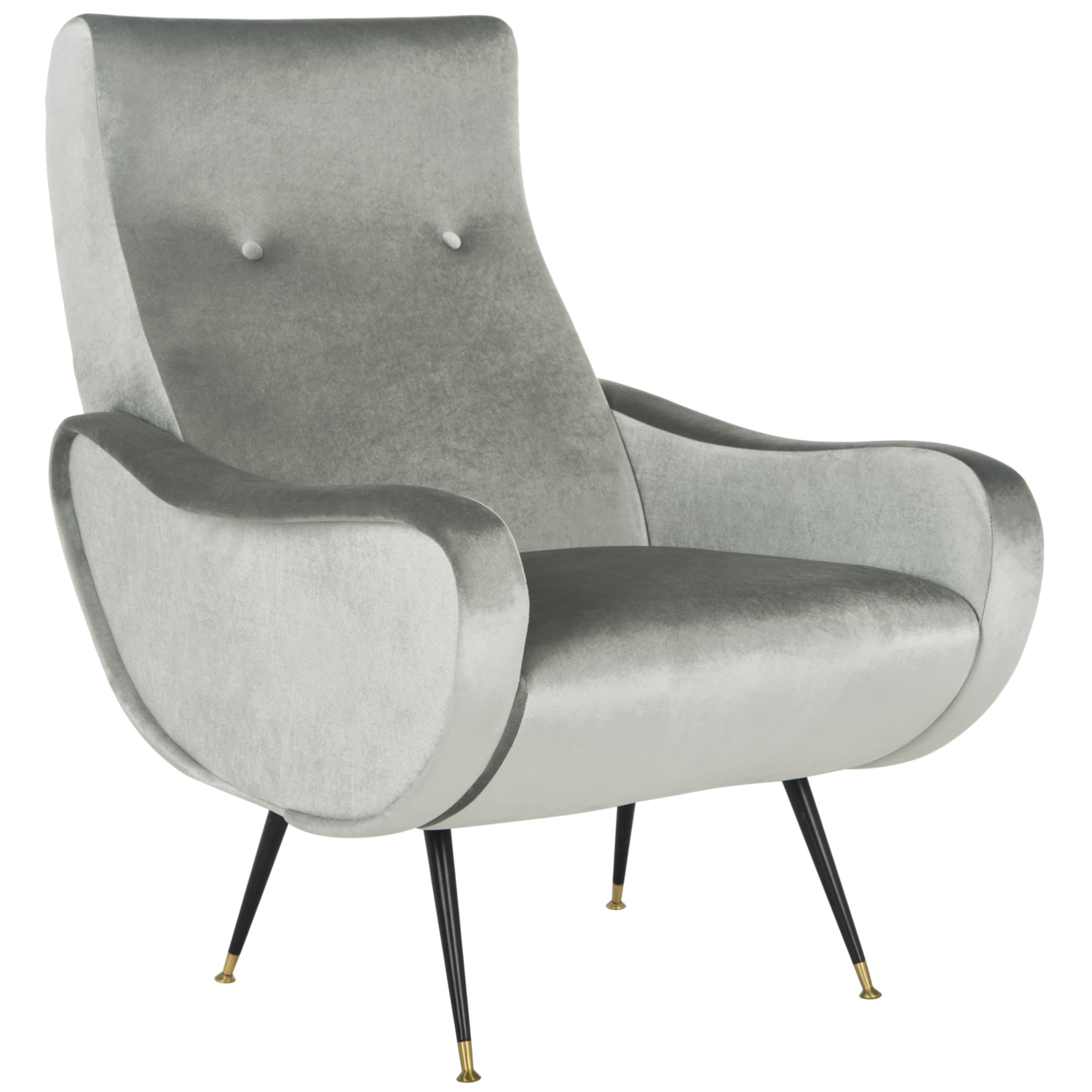 SAFAVIEH Elicia Velvet Retro Mid-Century Accent Chair Light Grey
