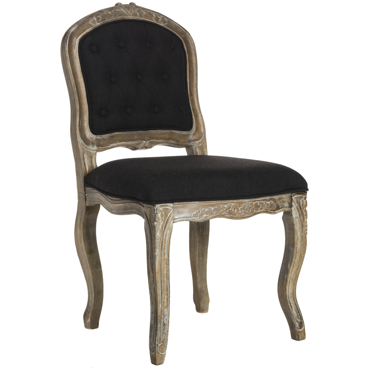 SAFAVIEH Eloise 20''H French Leg Dining Chair Set Of 2 Black / Rustic Oak