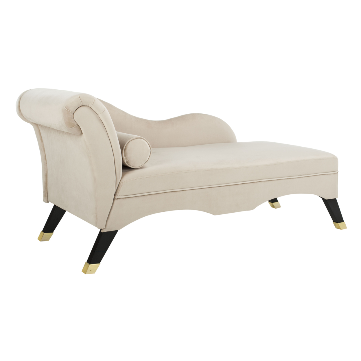 SAFAVIEH Caiden Velvet Chaise With Pillow Tan / Black