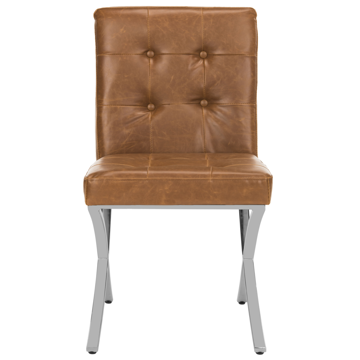 SAFAVIEH Walsh Tufted Side Chair Light Brown / Chrome