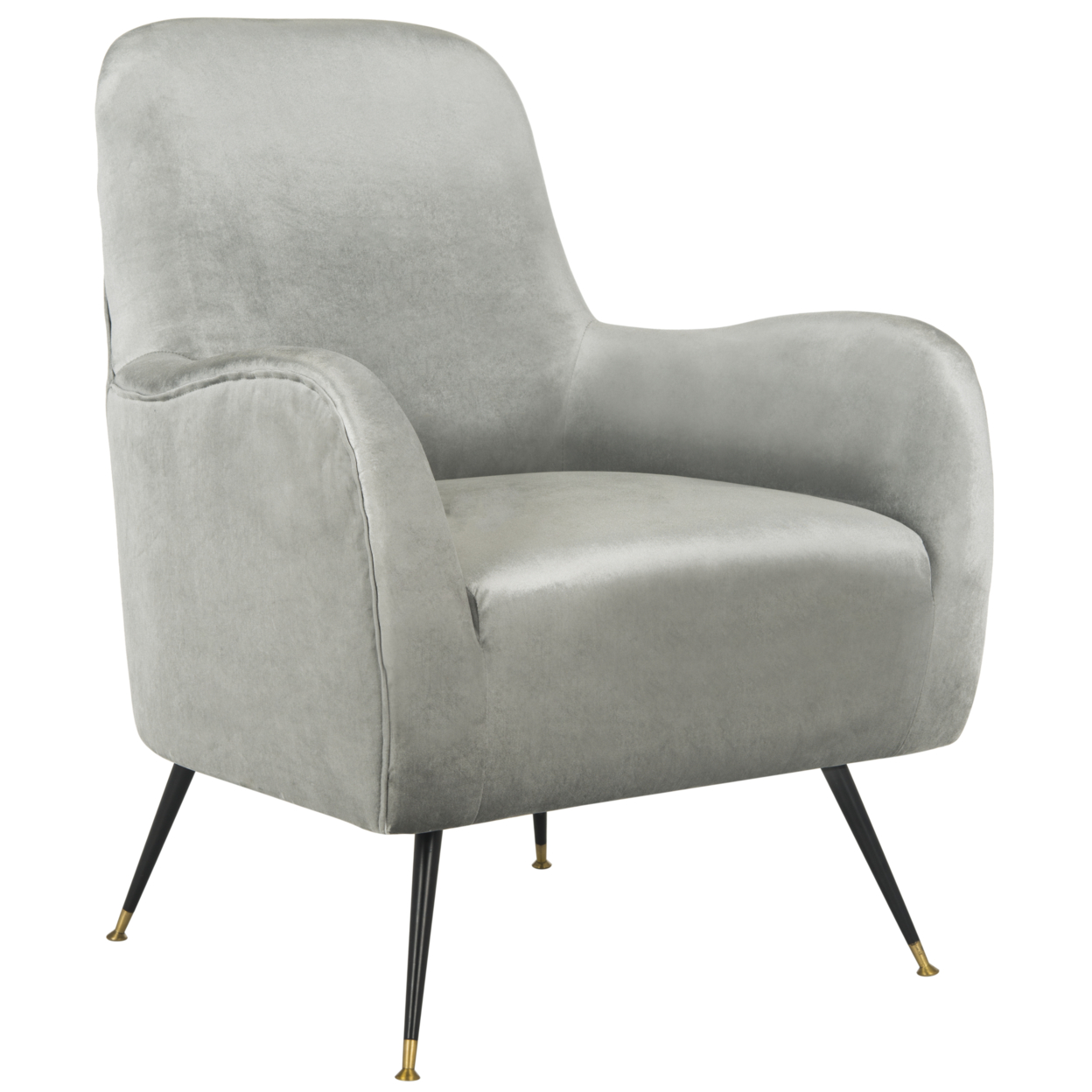 SAFAVIEH Noelle Velvet Retro Mid-Century Accent Chair Light Grey