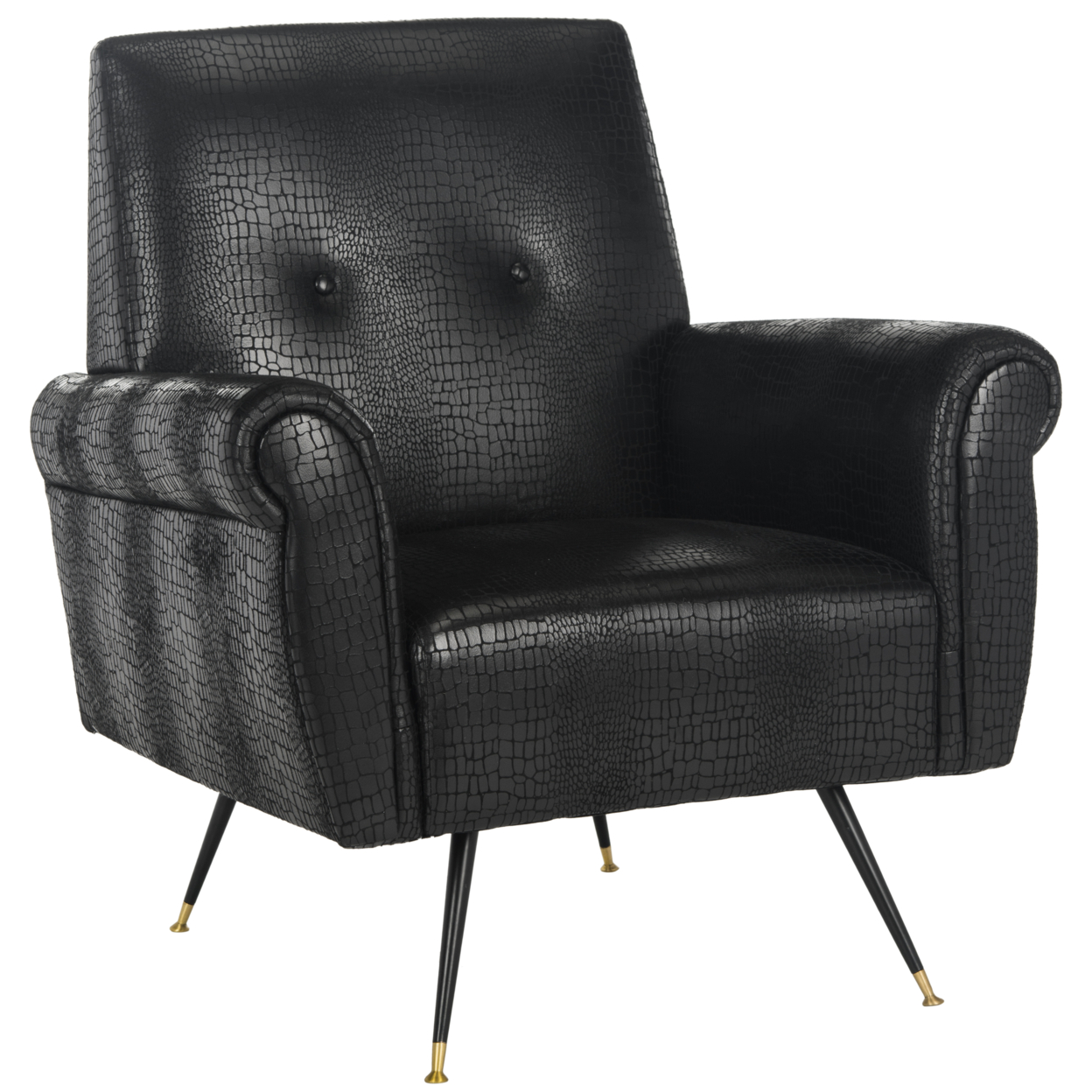 SAFAVIEH Mira Retro Mid-Century Faux Leather Accent Chair Black