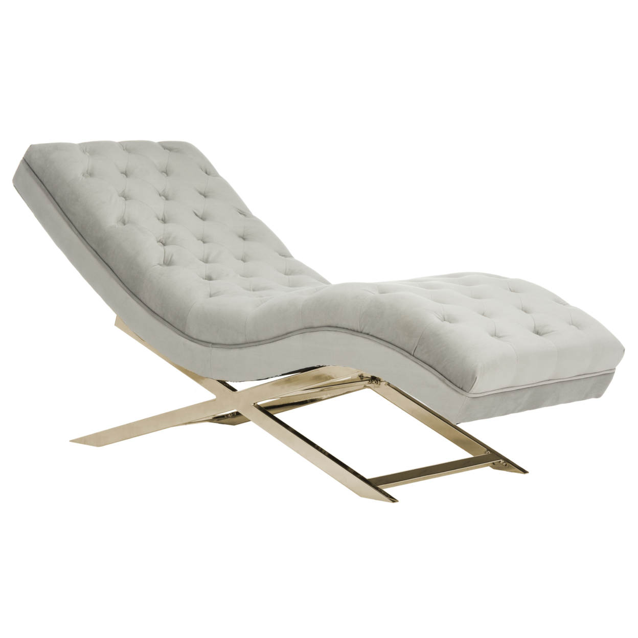 SAFAVIEH Monroe Chaise With Headrest Pillow Grey / Gold