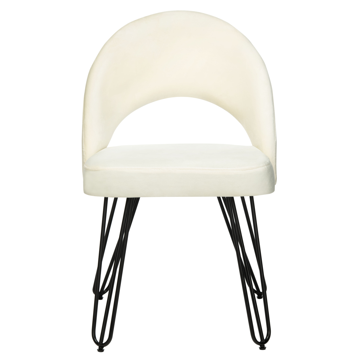 SAFAVIEH Jora Velvet Retro Side Chair Set Of 2 Creme / Black