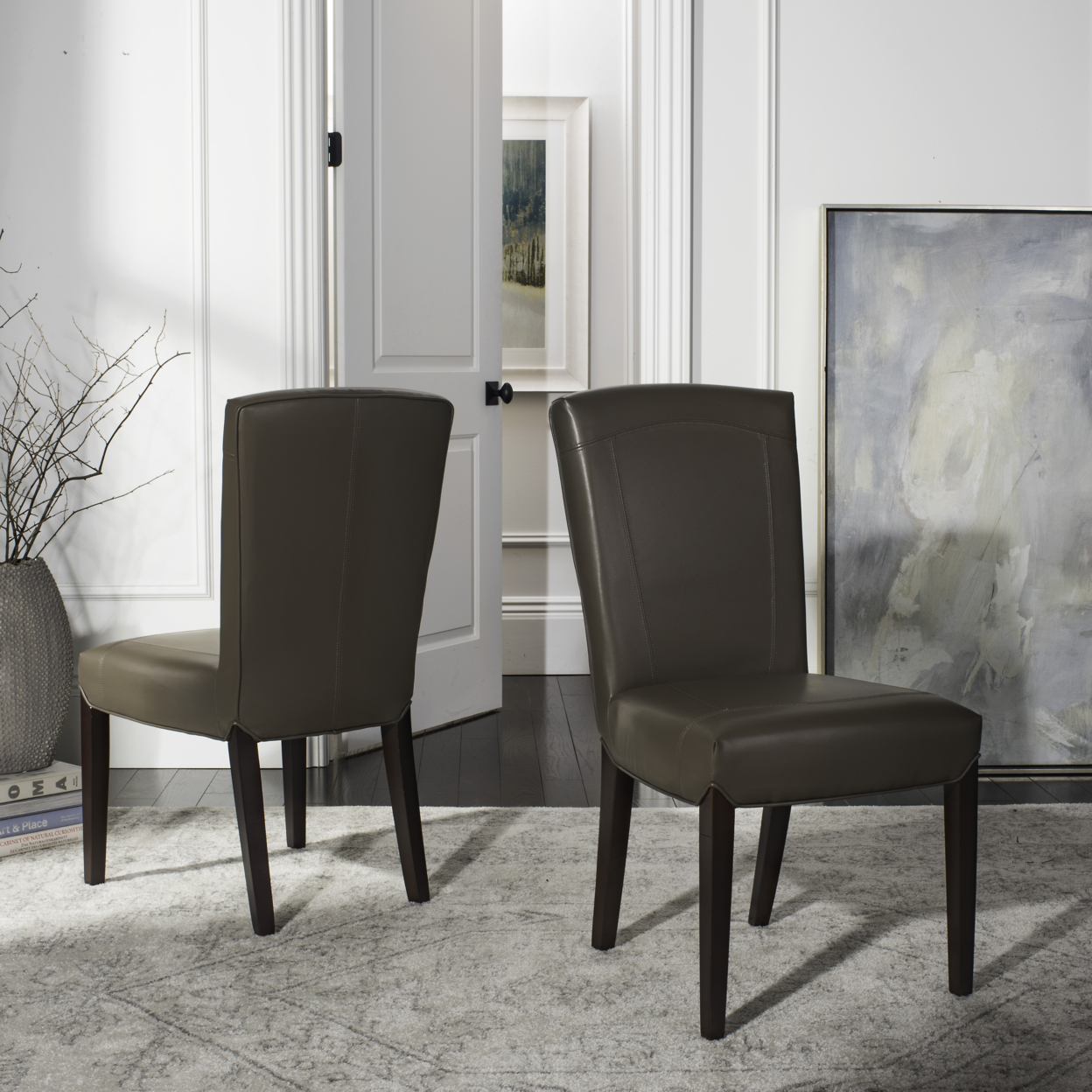 SAFAVIEH Ken 19''H Leather Side Chair Set Of 2 Clay