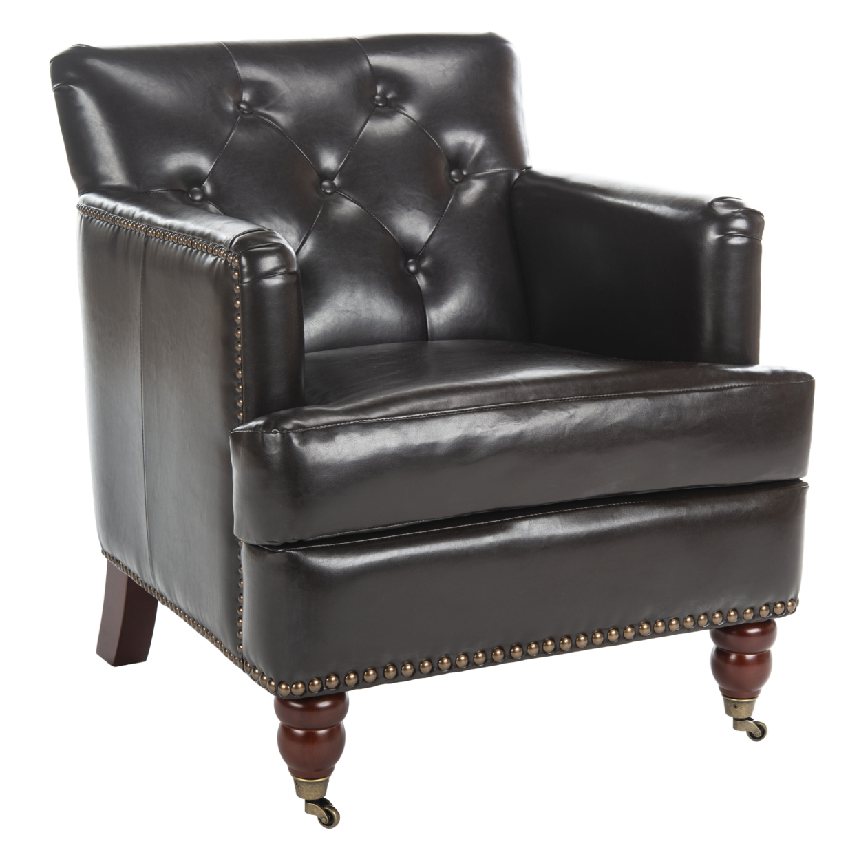 SAFAVIEH Colin Tufted Club Chair Brown / Leather