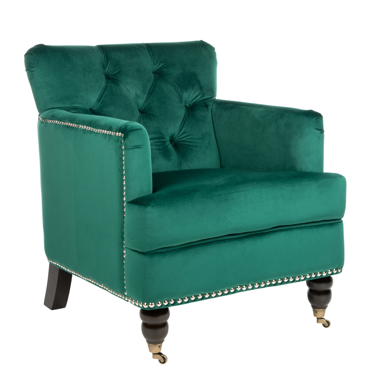 SAFAVIEH Colin Tufted Club Chair Emerald / Espresso