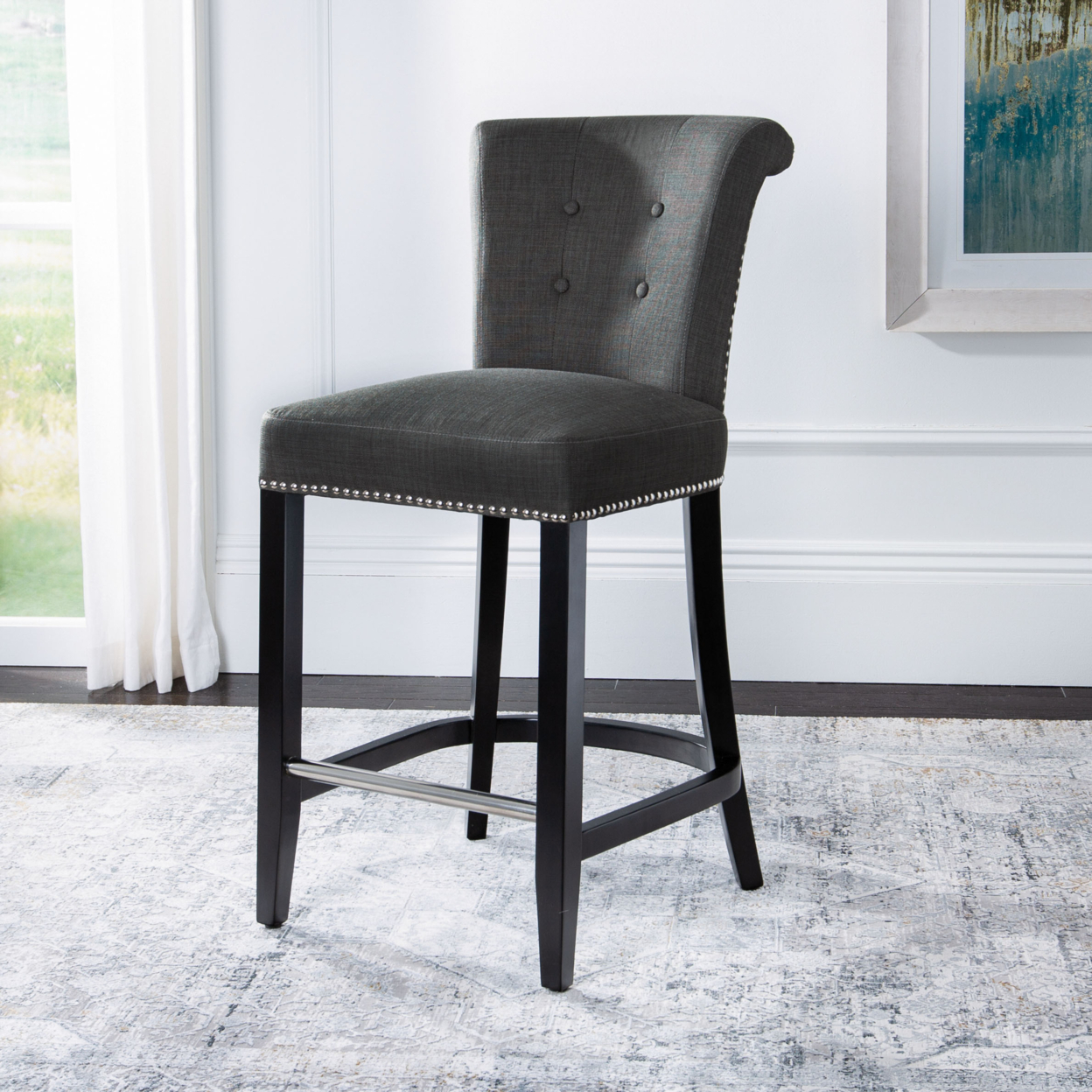 SAFAVIEH Addo Ring Counter Stool Charcoal