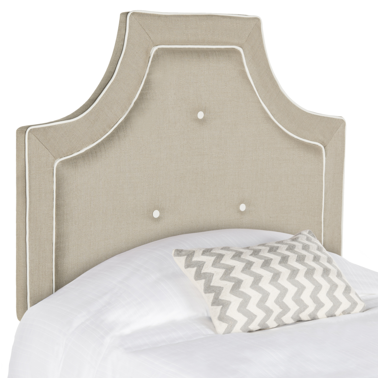 SAFAVIEH Tallulah Arched Headboard Light Oyster Grey / White King