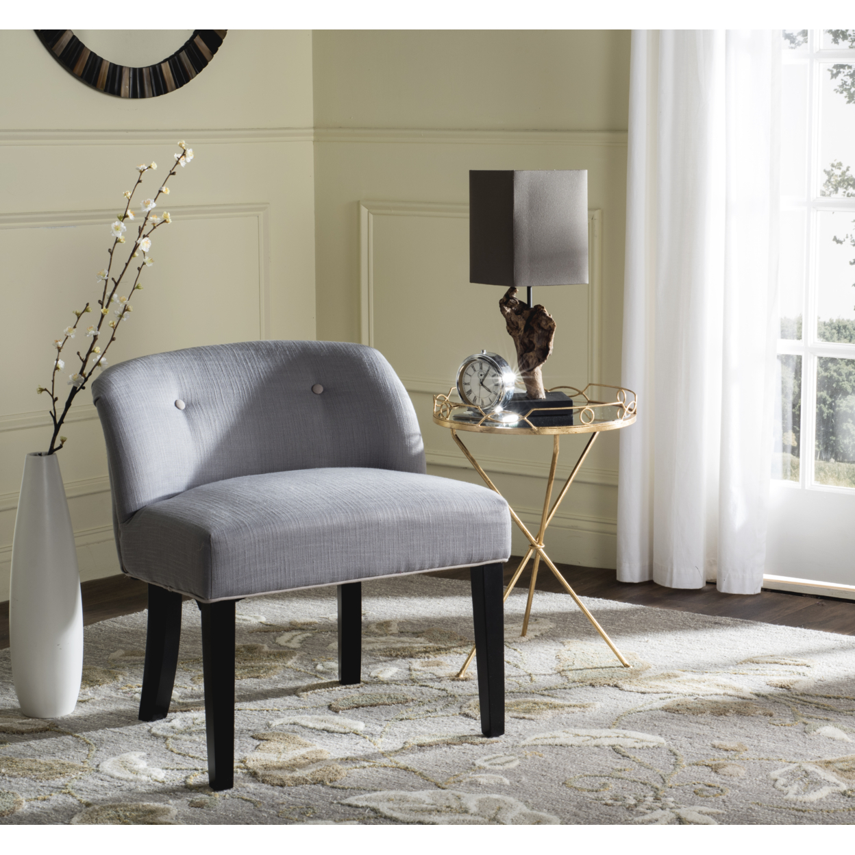 SAFAVIEH Bell Vanity Chair Artic Grey / Taupe