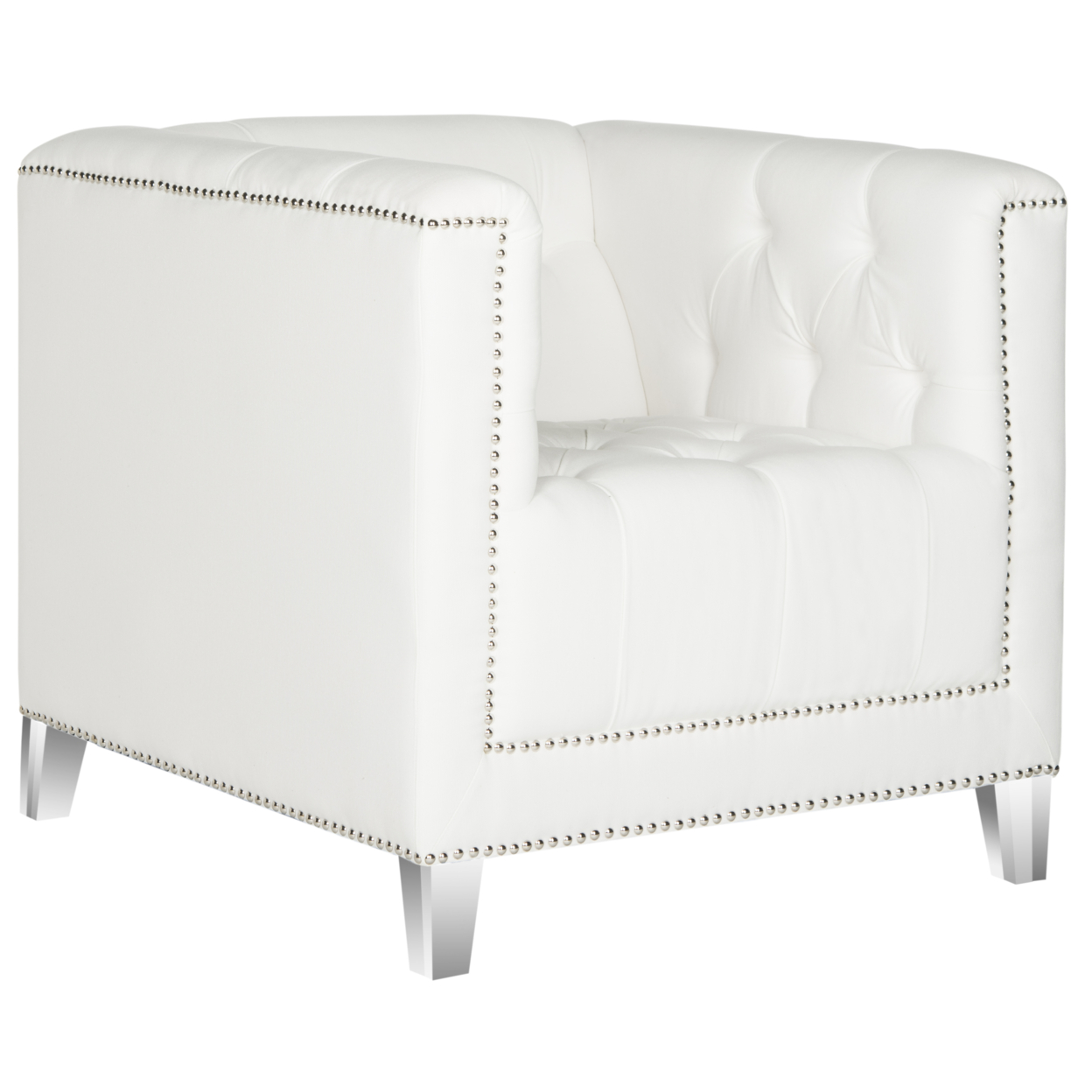 SAFAVIEH Hollywood Glam Tufted Acrylic Club Chair White / Clear