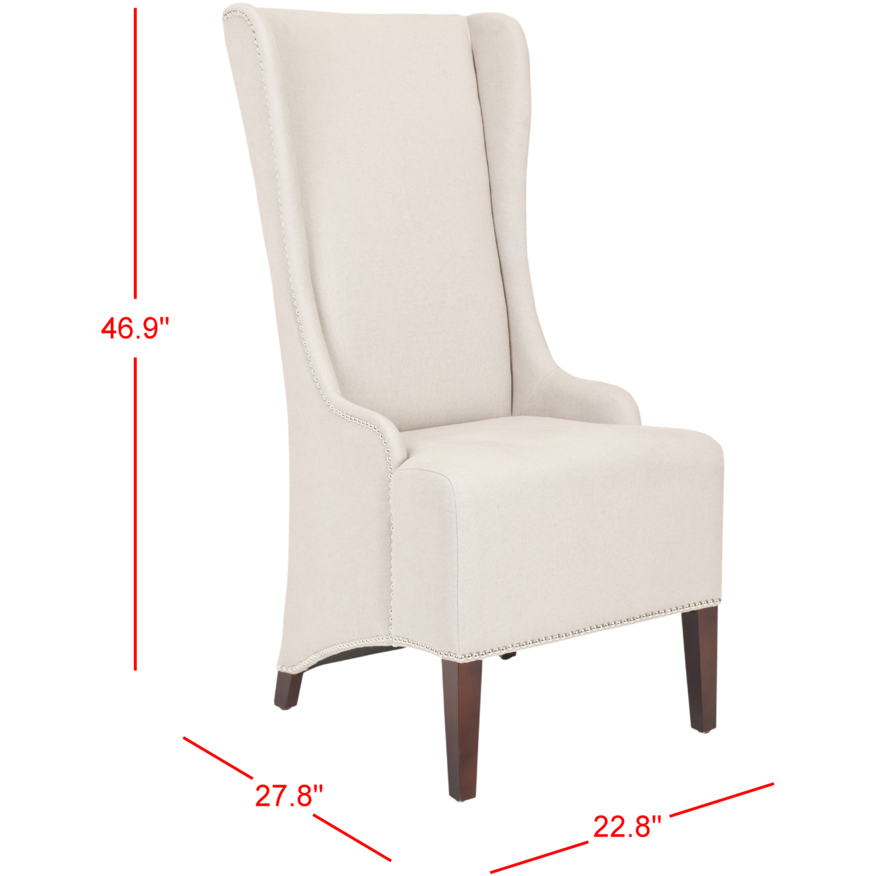 SAFAVIEH Bacall 20''H Linen Dining Chair Silver Nail Head Taupe