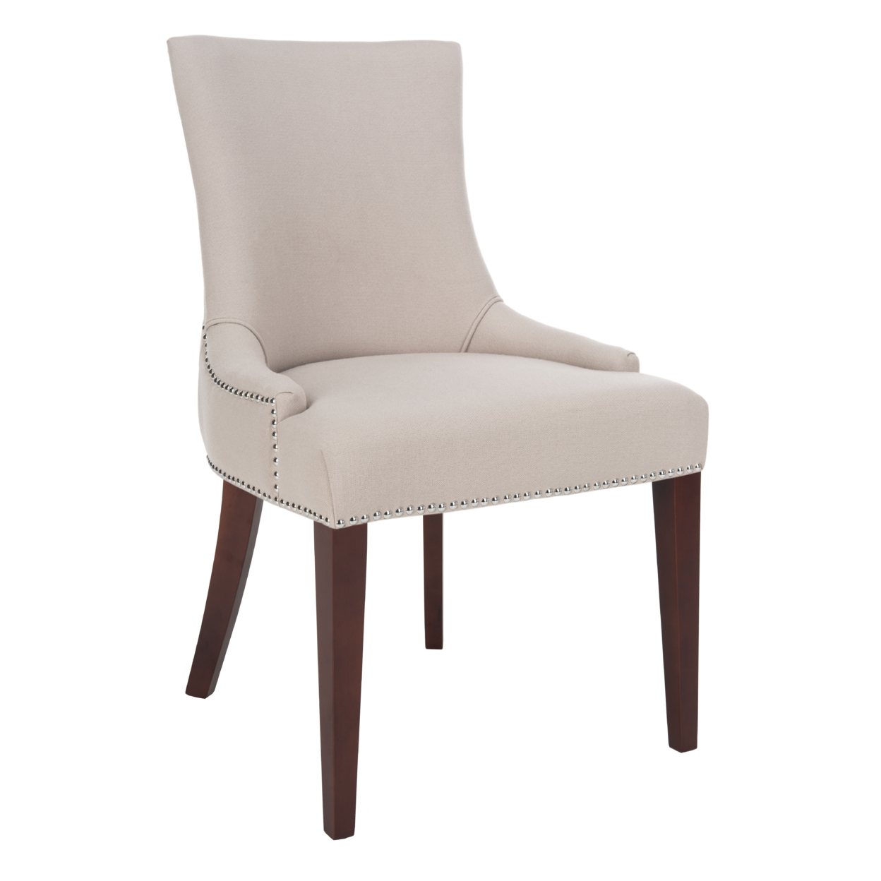 SAFAVIEH Becca 19''H Linen Dining Chair Silver Nail Head Taupe