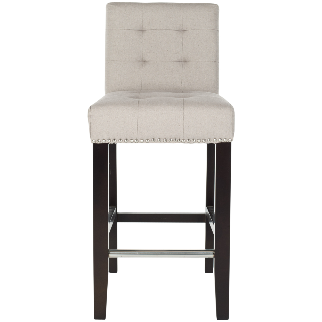 SAFAVIEH Thompson 24 Linen Counter Stool With Silver Nailheads Taupe