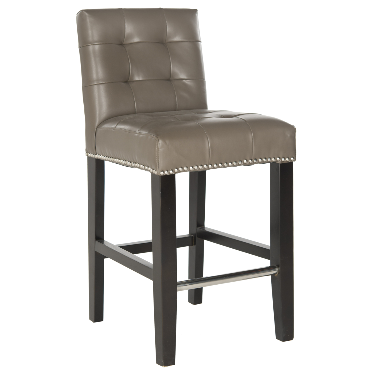 SAFAVIEH Thompson 24 Leather Counter Stool With Silver Nailheads Clay