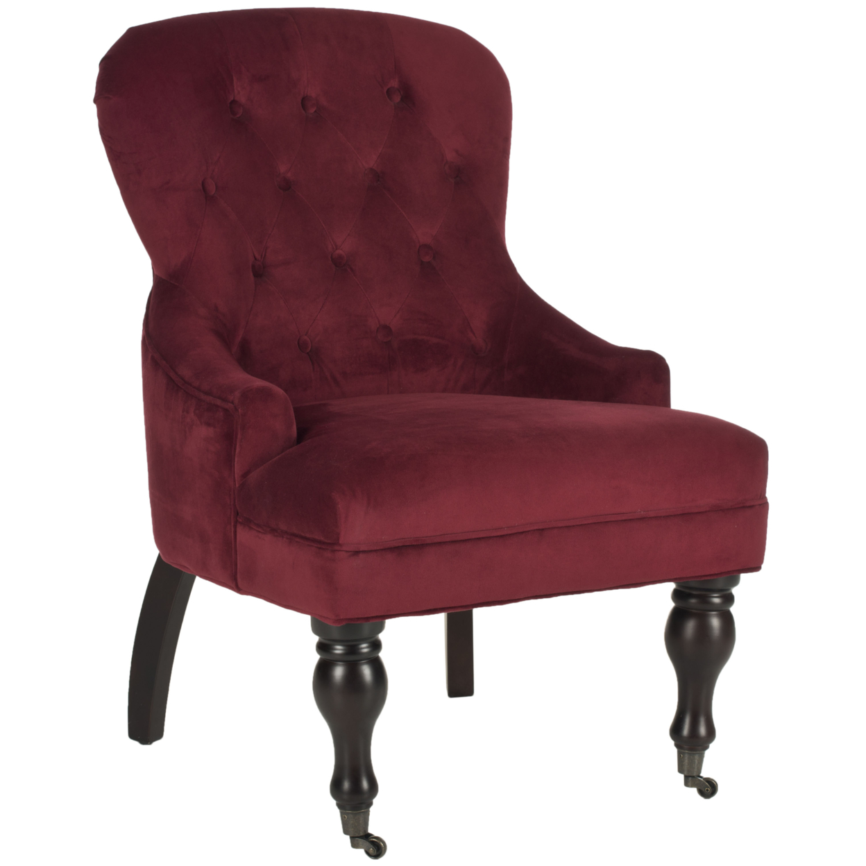 SAFAVIEH Falcon Tufted Arm Chair Red Velvet
