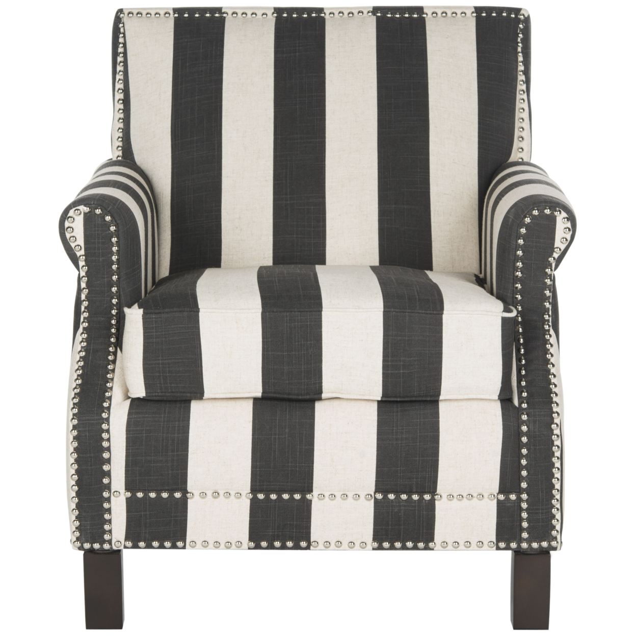 SAFAVIEH Easton Club Chair With Awning Stripes Dark Grey / White
