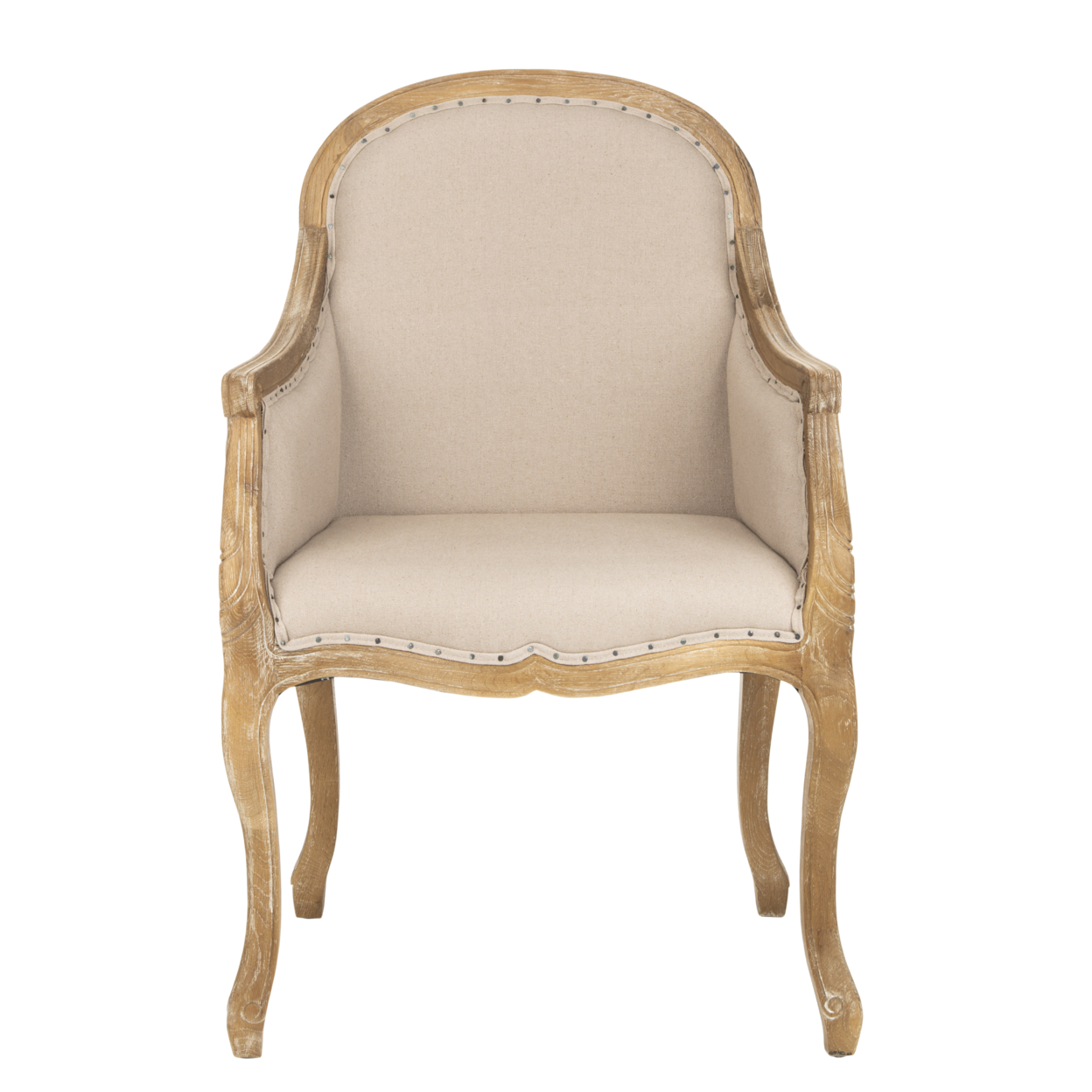 SAFAVIEH Esther Arm Chair With Flat Black Nail Head Taupe