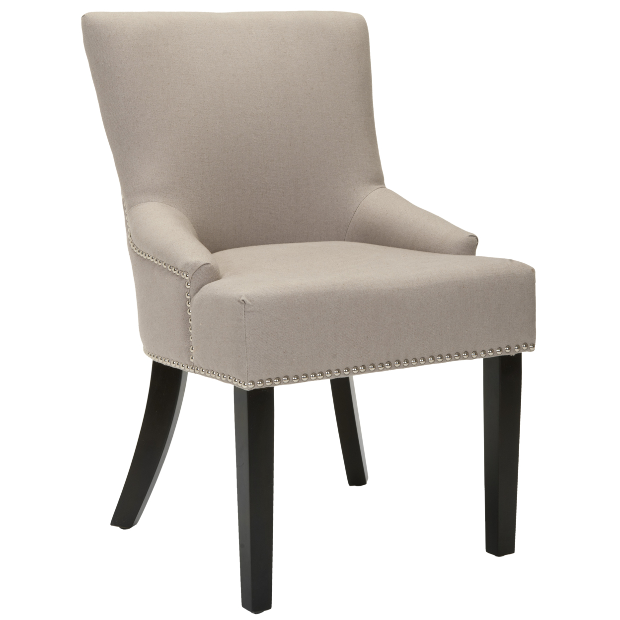 SAFAVIEH Lotus 19''H KD Side Chair Set Of 2 Silver Nail Head Taupe / Espresso