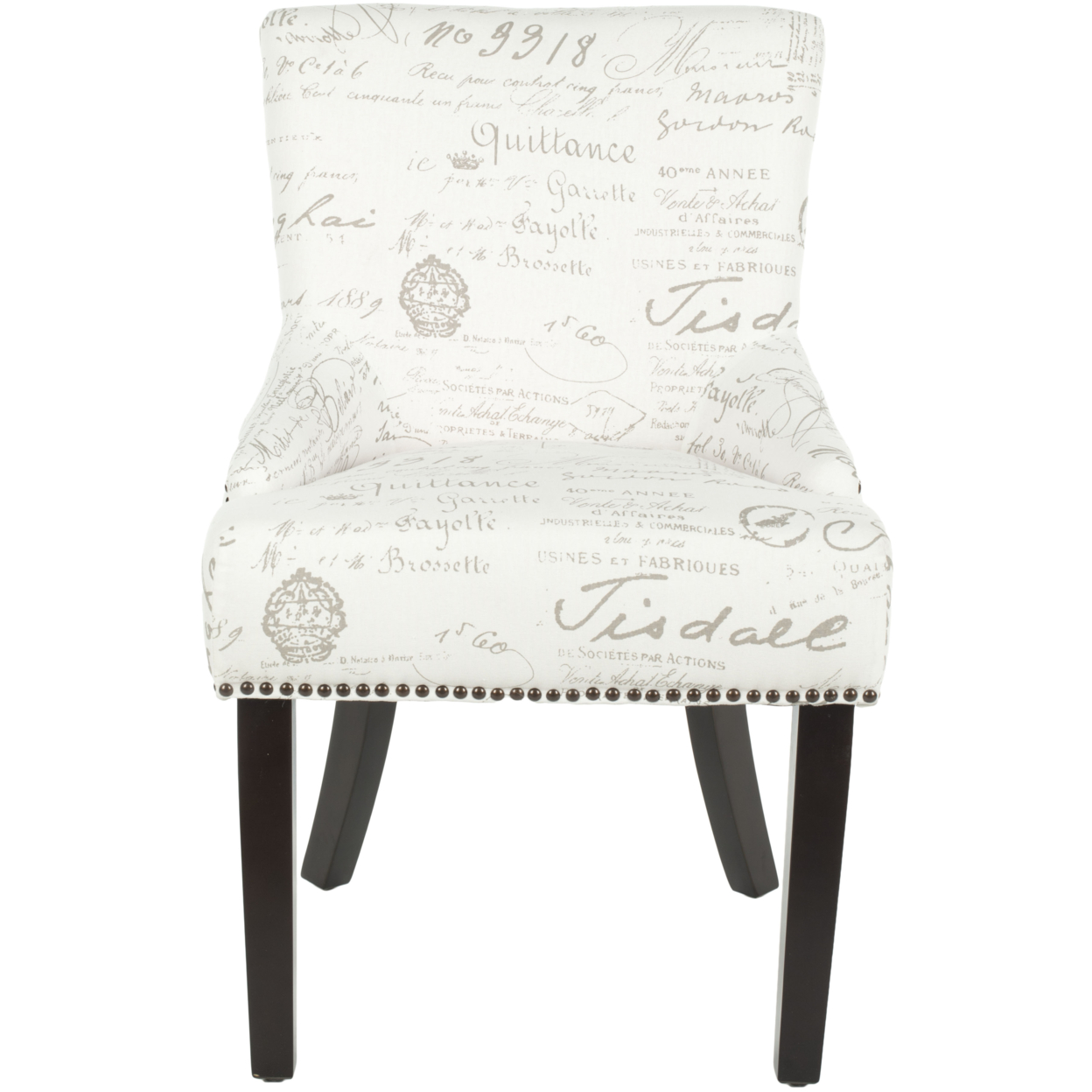SAFAVIEH Lotus 19''H KD Side Chair Set Of 2 Brass Nail Head White / Grey