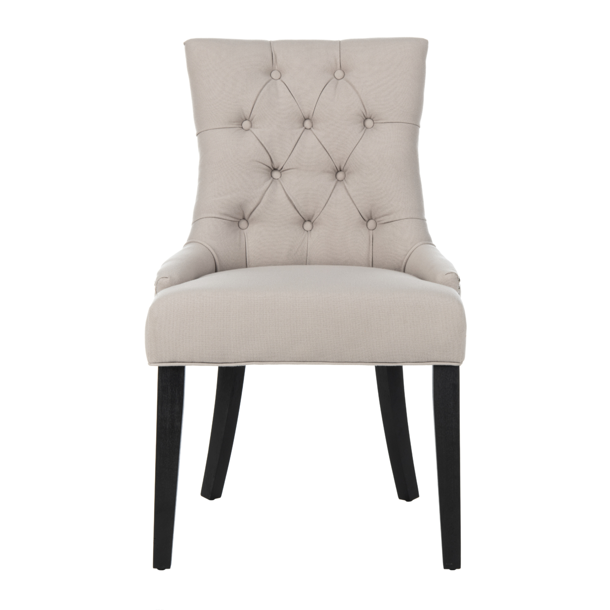 SAFAVIEH Abby 19''H Tufted Side Chair Set Of 2 Silver Nail Head Taupe