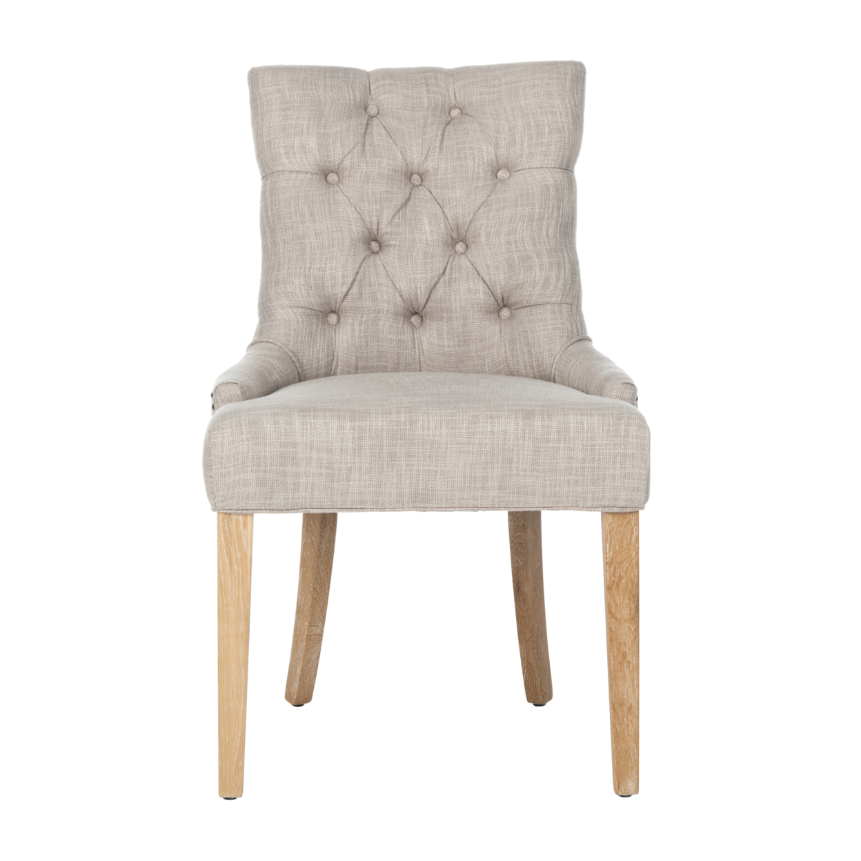 SAFAVIEH Abby 19''H Tufted Side Chair Set Of 2 Brass Nail Head Grey