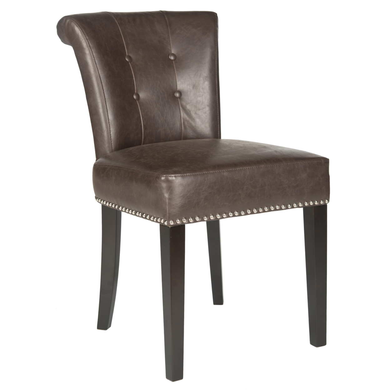 SAFAVIEH Sinclair 21''H Ring Chair Set Of 2 Silver Nail Head Antique Brown