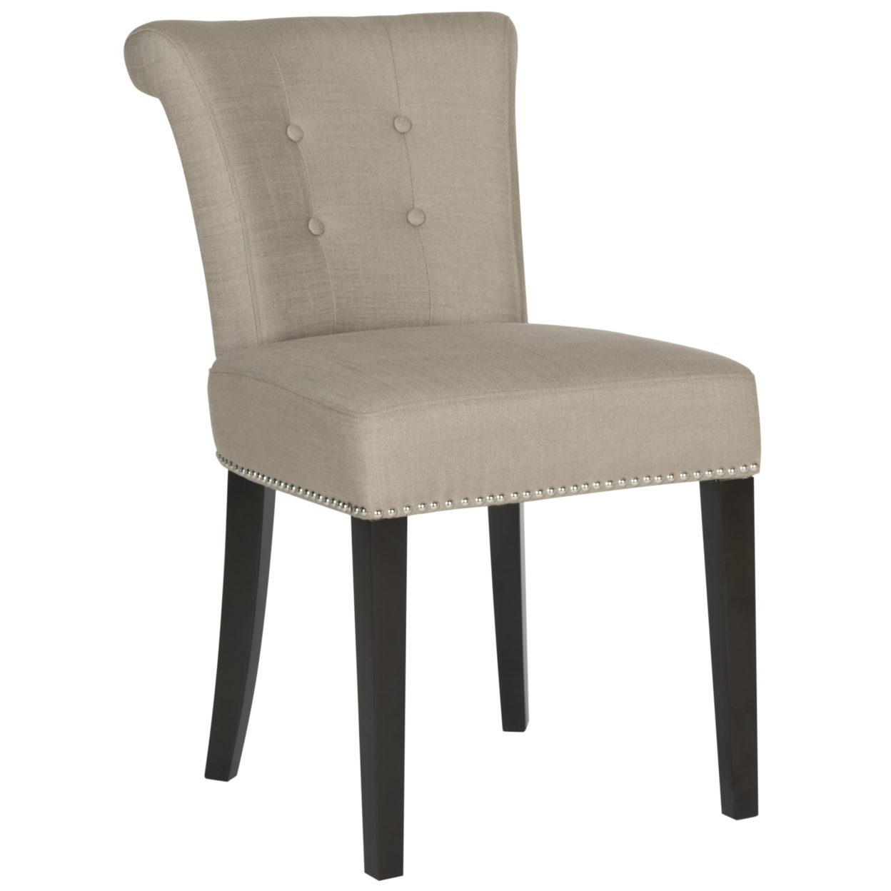 SAFAVIEH Sinclair 21''H Ring Chair Set Of 2 Silver Nail Head Oyster Grey