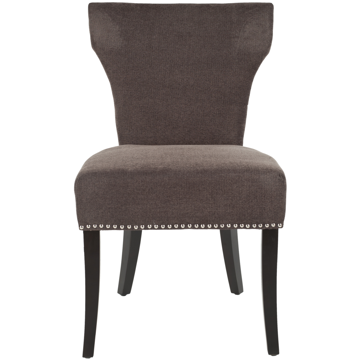 SAFAVIEH Jappic 22''H KD Side Chair Set Of 2 Silver Nail Head Bark / Espresso