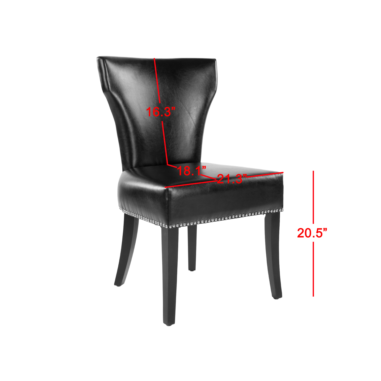 SAFAVIEH Jappic 22''H KD Side Chair Set Of 2 Silver Nail Head Black