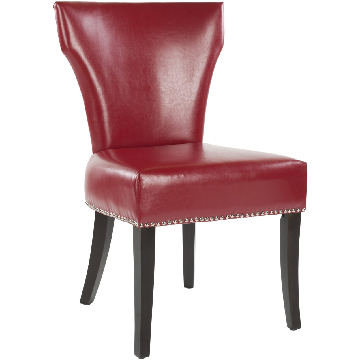SAFAVIEH Jappic 22''H KD Side Chair Set Of 2 Silver Nail Head Red